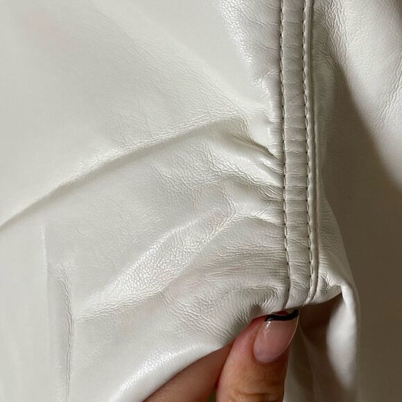 NWT Agolde Recycled Leather 90's White Pants Pinch Waist Straight Leg Size 10 - Picture 11 of 14